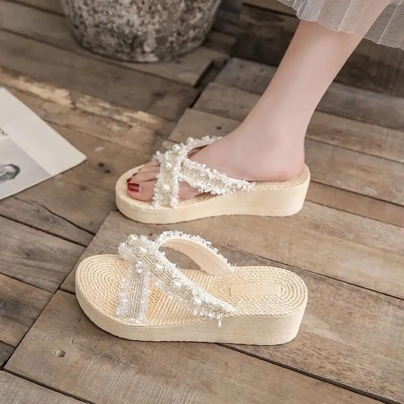 Женские тапочки Удобная обувь для женщин Шлепанцы Шлепанцы Босоножки на танкетке Стильные элегантные и модные Повседневные Нормальные