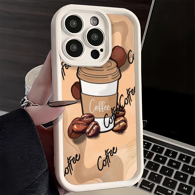 Чехол для телефона iPhone 17 Air 16E 15 16 Pro Max Черный Кофе Модный Стиль Чехол 14 Plus 13 12 Mini Мягкий Силиконовый Fundas