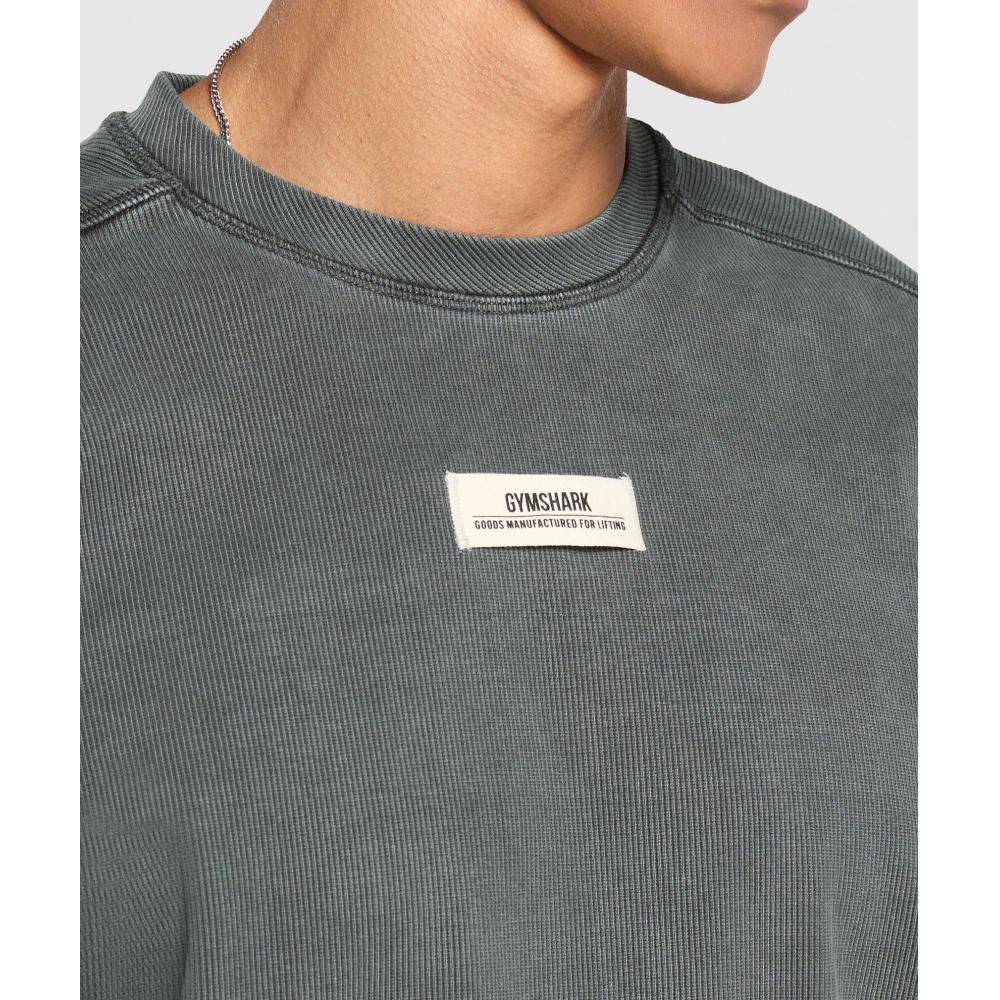 Gymshark Heavyweight Rib Crew Asphalt Grey A1b5c Gc02