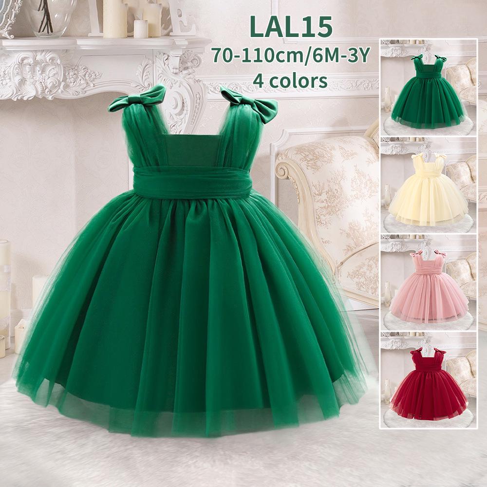 New Sleeveless Bow Waist Pleated Tulle Flower Girl Dress