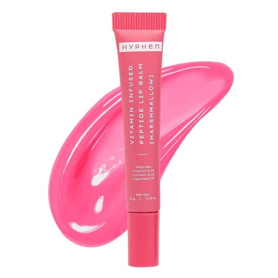 Hyphen Tinted Lip Balm - Marshmallow Pink | 1% Vitamin E, 2% Squalane & Peptides | 24h Moisturization & Hydration for Dry & Chapped Lips - 10 G
