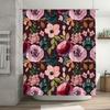 Watercolor Floral Shower Curtain Waterproof Bathroom Decor Burgundy Pink Green Red Colorful Bloom Patterns Set Includes 1 Panel