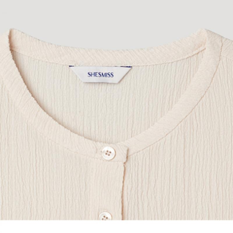 [She S miSS] Pleated Button blouSe Swwblp22170 Lb