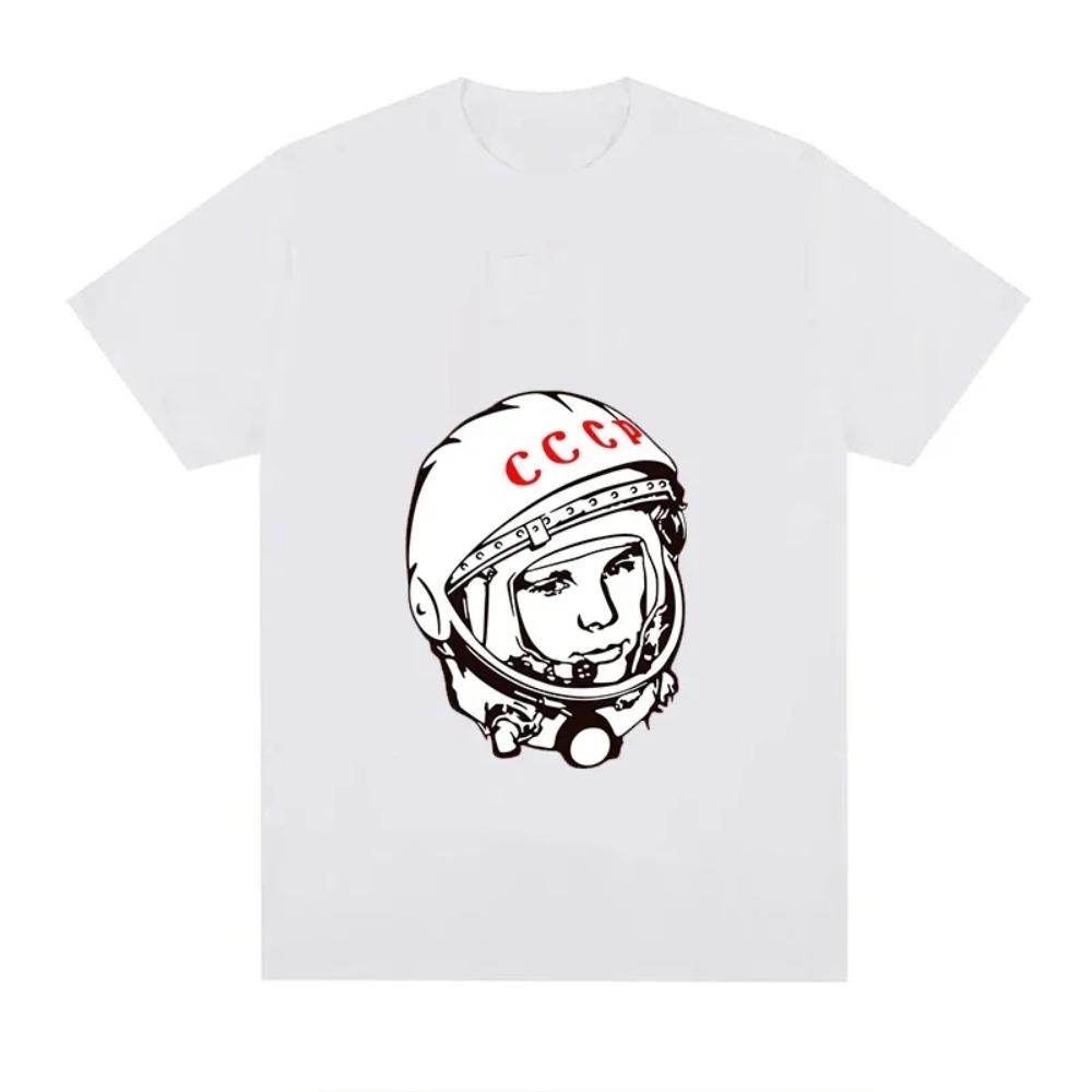 Футболка Funny Moon Astronaut для мужчин и женщин, больших размеров, модная, свободного покроя, с круглым вырезом, повседневная, уличная, Harajuku, унисекс, футболки