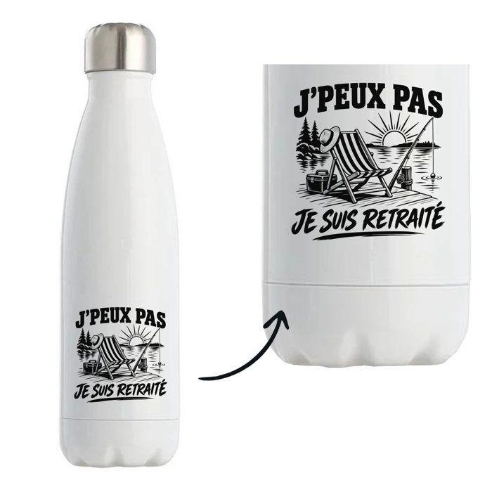 Gourde Isotherme J’peux pas je suis Retraité J'peux pas minimaliste | Bouteille Inox Double Paroi 500 ml Froid 24 h Chaud 12 h