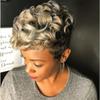 African Women Short Curly Wig Daily Use Natural Looking Synthetic Fiber Pixie Cut Wig