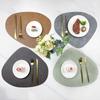 Double Sided Anti Slip Insulation Pad Table Mat, Nordic Style Imitation Cowhide Pattern Water Droplet Shaped Leather Placemat