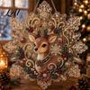 Festive Wall Hanging Ornament Christmas Faux Pearl Painting Suncatcher Kit Acrylic Snowflake Shaped Board with Lace Crystal Beading Craft Set