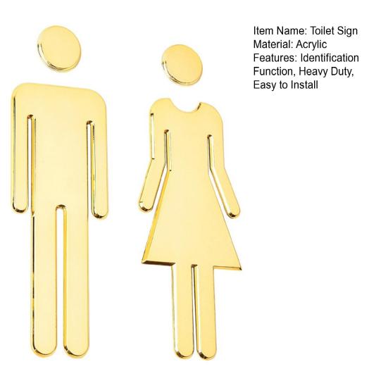 2Pcs Acrylic Bathroom Mirror Sign Adhesive Restroom Door Toilet 3D Sign Business Restaurant Office Hotel Washroom Wall Identification Signage