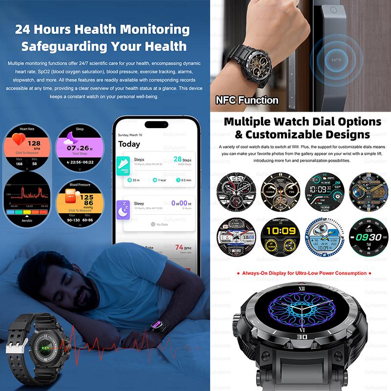Новые 1,46-дюймовые Amoled Оригинальные умные часы Наушники TWS 2-в-1 Мужские для активного отдыха Bluetooth-звонки NFC Умные часы Локальная музыка