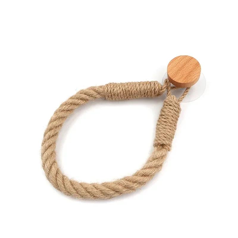 Портативные держатели для туалетной бумаги из пеньковой веревки в стиле ретро, держатель для салфеток без перфорации, аксессуары для хранения в ванной комнате