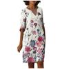 Women's Summer Vintage Print V-neck Half-sleeve Dress Light Breathable Dress