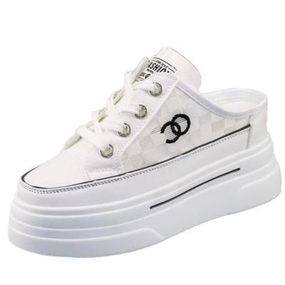 Модные женские туфли на толстой подошве высотой 8 см, лето 2024 г., новый стиль, повседневная обувь без каблука, с внутренним увеличением, женская вулканизированная обувь