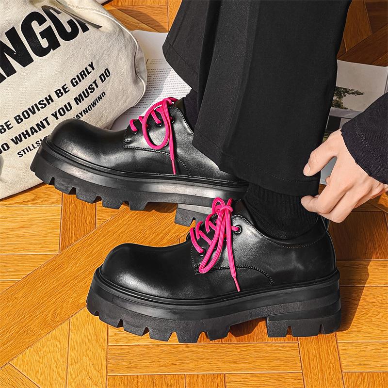 Большие кожаные туфли мужские ins модные британские ботинки Martin на платформе нишевый дизайн высококачественные туфли Дерби 6115-J