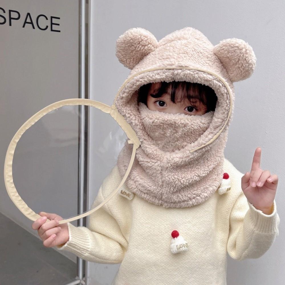 Plush Integrated Hat Mask Thickened Windproof Mask Cap Winter Warm Full Face Mask Hat for Kids