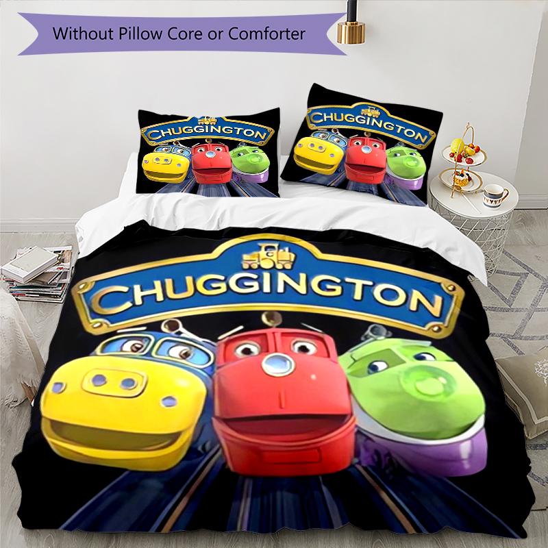 3pcs Chuggington pattern bedding set duvet cover set includes duvet cover &pillowcases, perfect all season bedroom decoration & gift