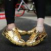 Couple's Style Patent Leather Shiny Panel Sneakers - Large Sizes & Youth Sports Casual Shoes In Korean Trend