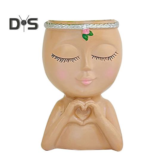 Цветочный горшок в виде лица в стиле Love Girl Head Plant Pot Small Lady Face Planter для суккулентных комнатных и уличных растений, центральный элемент рабочего стола для гостиной