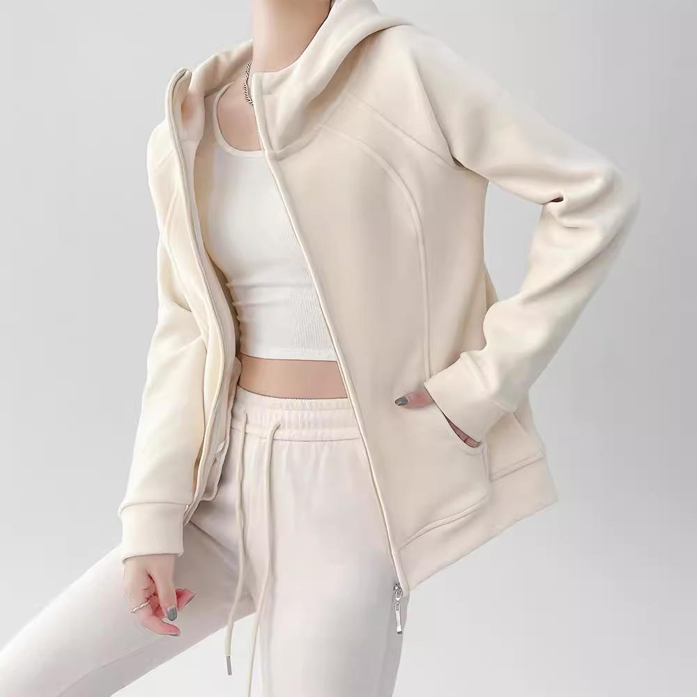 Осенне-зимний олимпийский бархат корейской версии простой спортивный универсальный свитер куртка водолазка линия индивидуальный худи топ