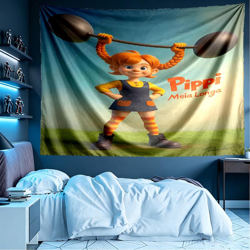 Pippi Longstocking Print Tapestry, Lightweight Wall Hanging, for Bedroom, Dorm, Living Room, Home Art Decor, Birthday Christmas Gift for Friends