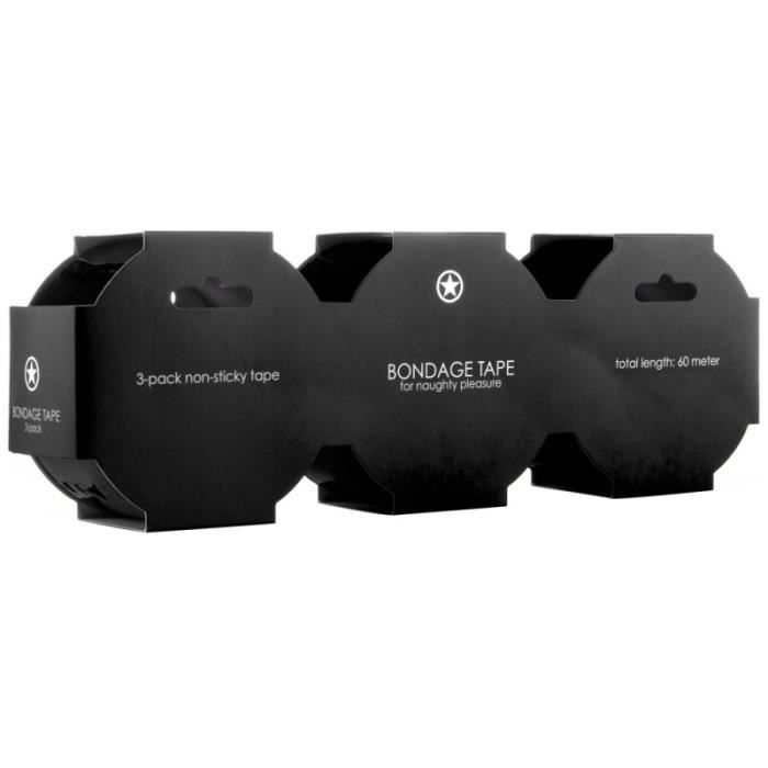 OUCH! PACK DE 3 RUBAN BONDAGE NOIRS