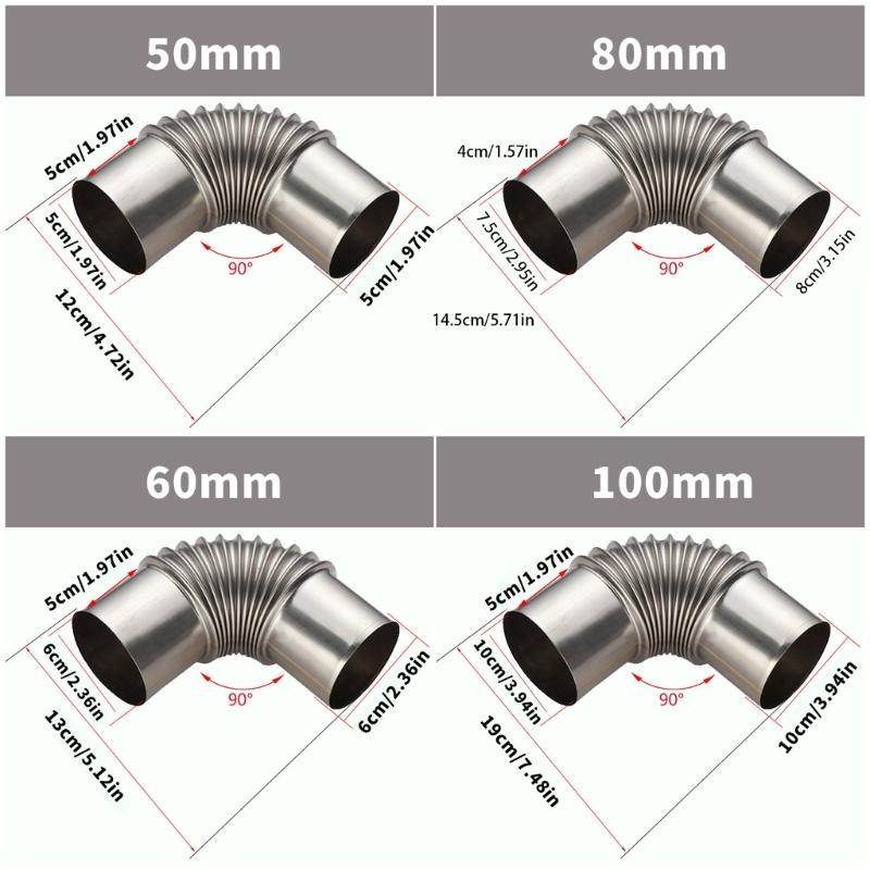 Smoked Pipe Connector Thread Elbow Stainless Steel Stove Pipe Elbow for Kitchen/Factory/Stove/Gas/Pump Enduring