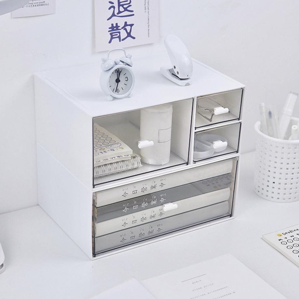 Органайзер для стола Прозрачный пластиковый Штабелируемый Ящик для хранения косметики с выдвижным ящиком для дома, офиса, рабочего стола