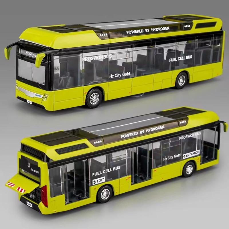 Luxury New energy Electric Airport Business Bus Alloy Car Model Diecasts Metal Tour City Bus Model Sound and Light Kids Toy Gift