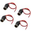 BRIIKPP Набор розеток прикуривателя для автомобиля 4 шт., Совместим с /24В, Клеммы штекера питания, Черный, Металлический разъем, Резиновый кабель в комплекте