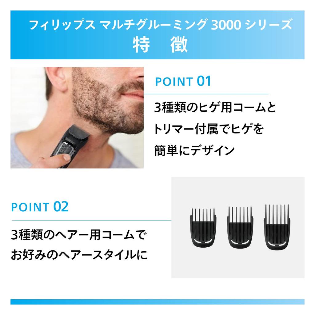 Philips Триммер для тела Multi Grooming 3000 Series Body Shaver в 1 волоске черного цвета (8 Машинка для стрижки/Триммер для бороды/Носорез) МГ3730/15