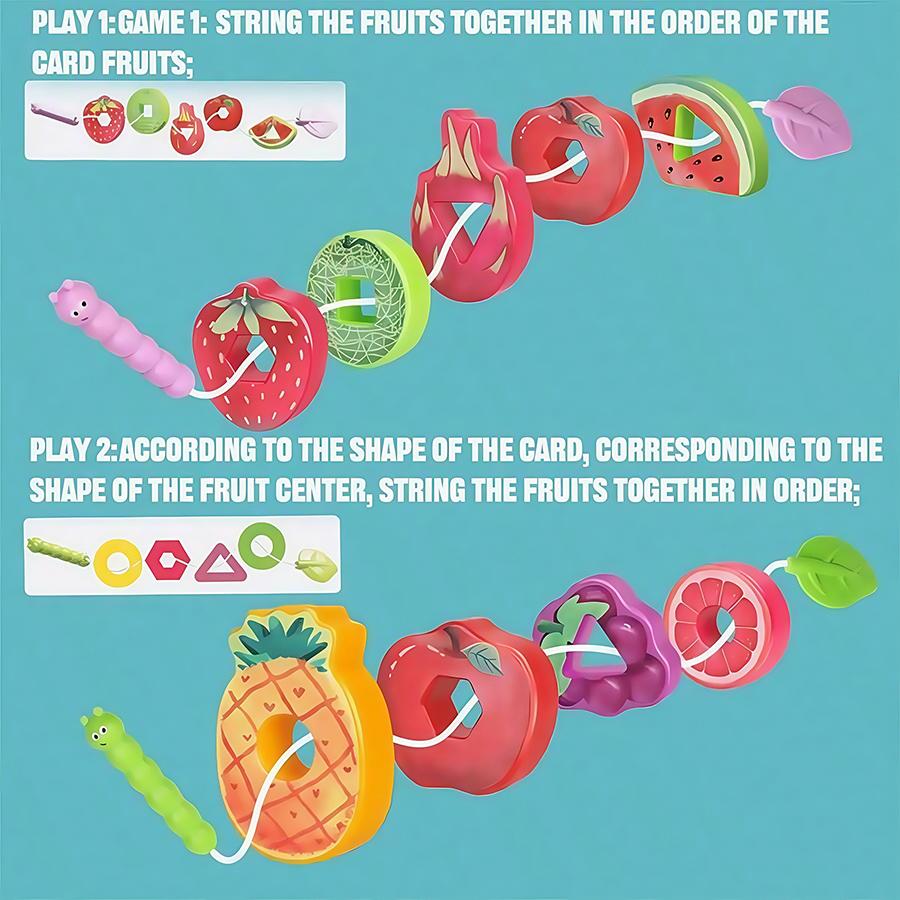 Монтессори Игрушки для нанизывания для малышей, Изучение распознавания изображений фруктов, Классификация и складывание, Игрушки для развития мелкой моторики