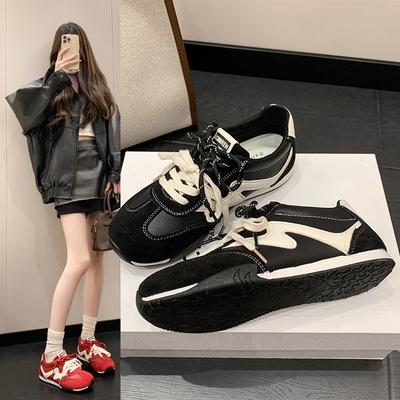 Ретро немецкие тренировочные кроссовки женские 2025 осень новые на плоской подошве супер огонь универсальные повседневные спортивные кроссовки Форрест Гамп легкие белые кроссовки