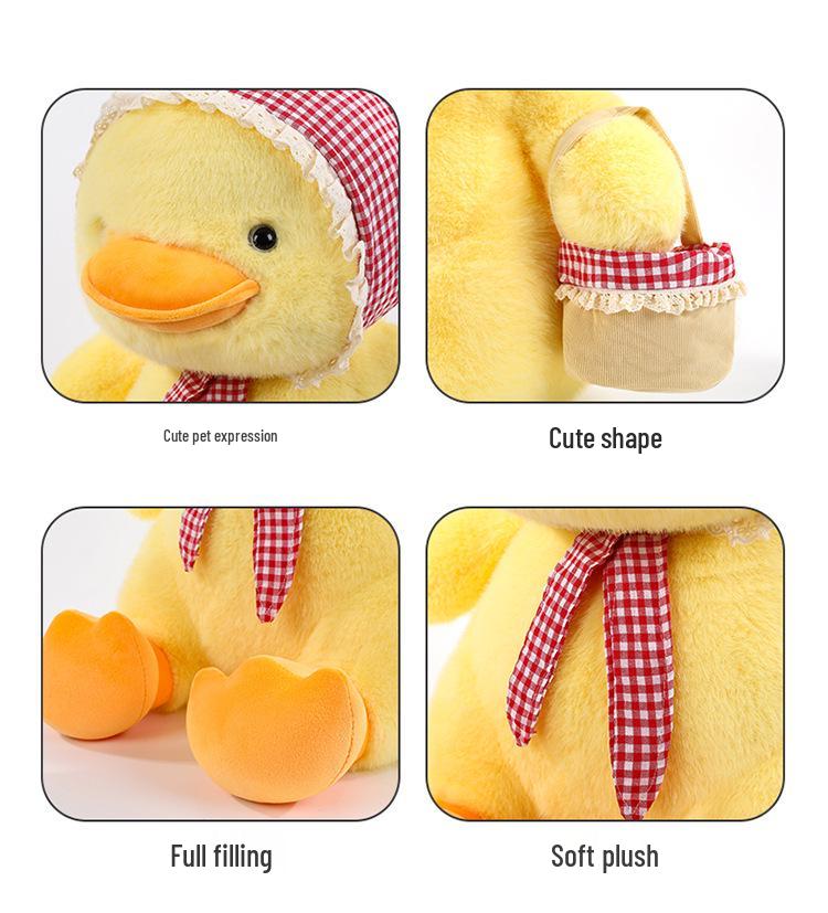 Yellow Duck Plush Toy with Scarf - Cute Little Doll Animal Figure, Perfect Birthday Gift Ornament