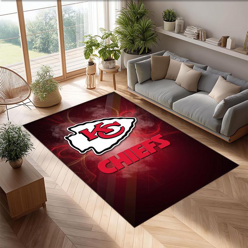 Kansas City Chiefs Crystal Velvet Carpet Soft Anti?Slip Floor Mat Comfortable Home Living Room Bedroom Decor Rug