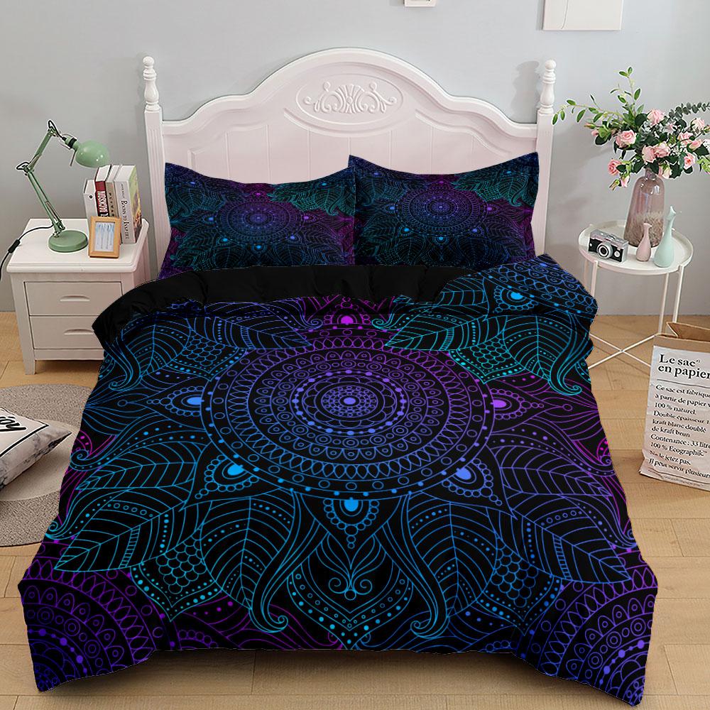 Комплект постельного белья Bohemian Mandala Purple Duvet Cover Set Single Twin Double Queen King Cal King Size