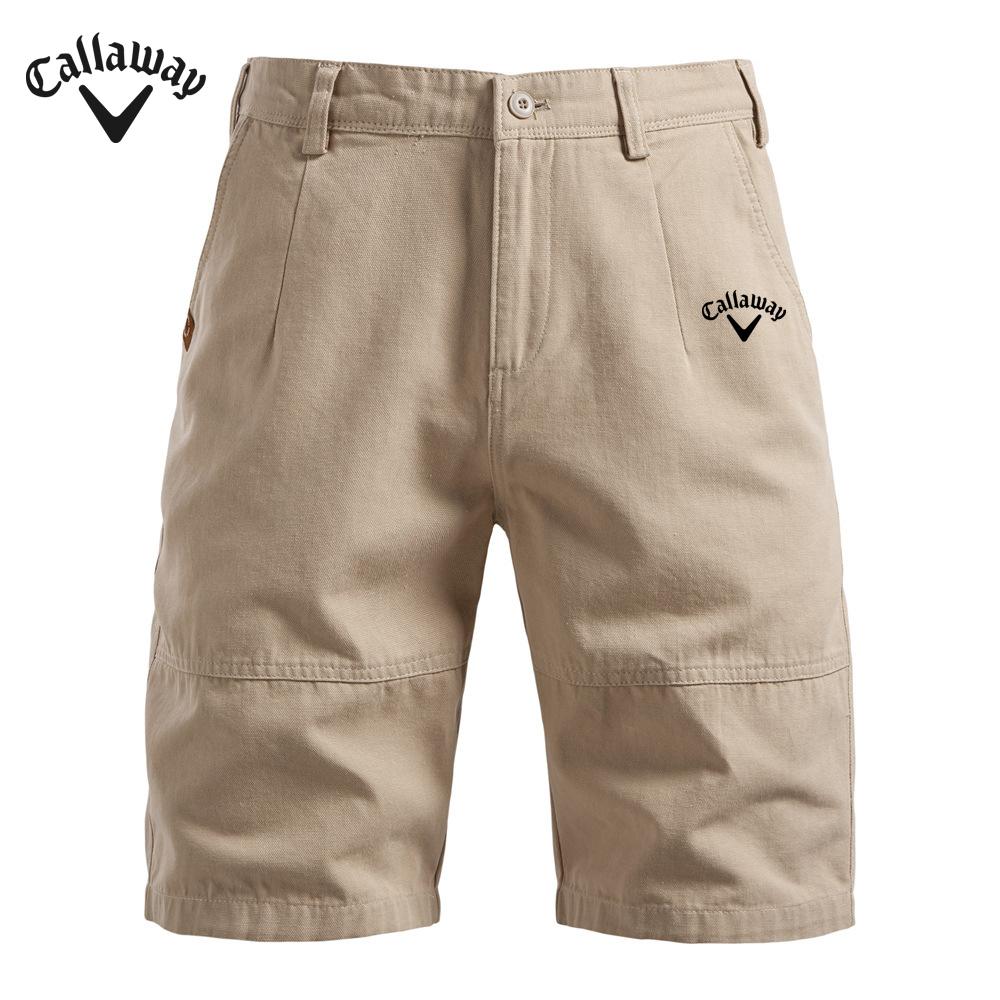 Callaway 2025 Летние вышитые новые хлопковые повседневные мужские шорты, прямые шорты с пятью штанинами, однотонные универсальные рабочие шорты