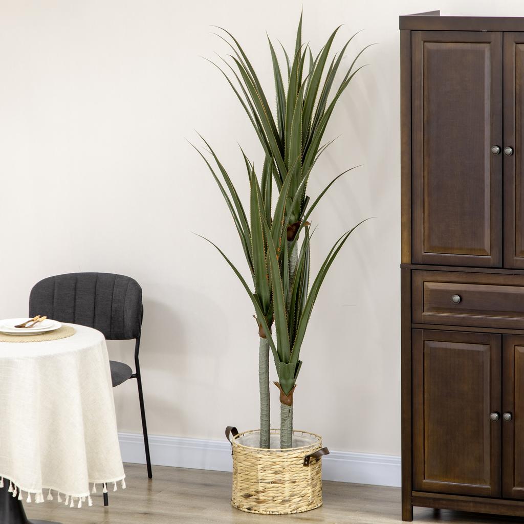 Artificial Yucca Large 190cm Artificial Plant, Plastic Artificial Plant in Pot, 17 x 17 x 190 cm Emerald Green