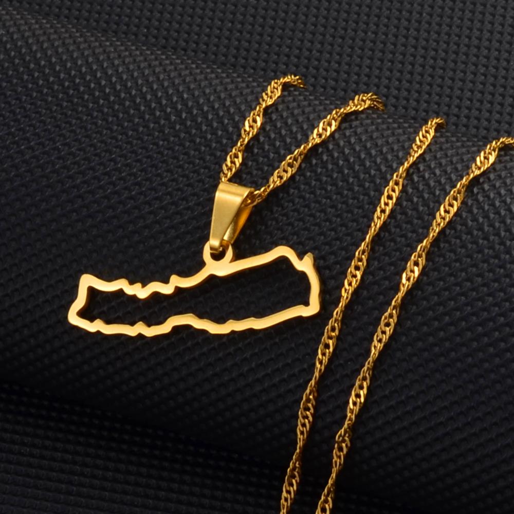 Anniyo Outline Nepal Map Pendant Necklaces Nepalese Ethnic Ornament Jewelry #257221