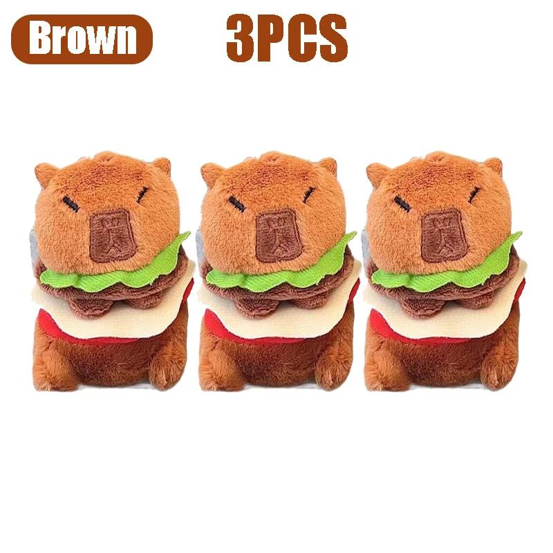 Capybara Hamburger Plush Stuffed Animal Cute Anime Fluffy Doll Soft Simulation Christmas Gift for Kids Girls
