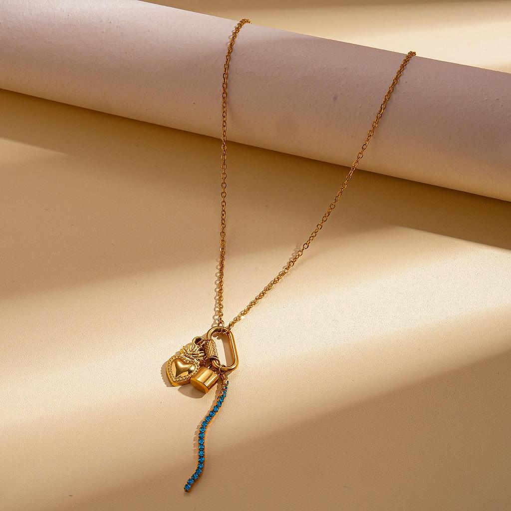 Подвеска-кулон из нержавеющей стали Солнце Сердце Крест с бриллиантовой инкрустацией - Элегантный чокер высокого класса