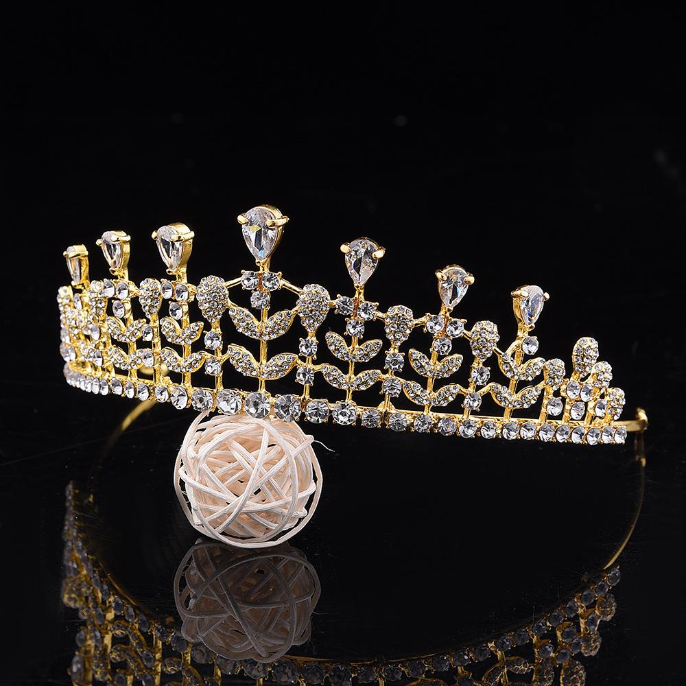 Популярный ободок, простая свадебная корона из циркона в форме листа, свадебная корона принцессы со стразами