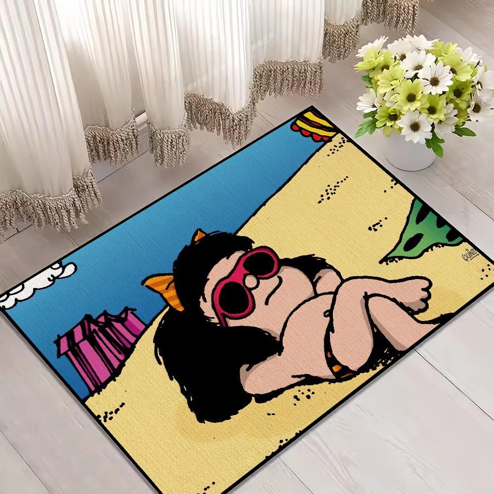 Cute Cartoon Mafalda Door Welcome Mat Entrance Doormat Balcony Bathroom Floor Mats Non-slip Rug Bedroom Carpet Home Decoration