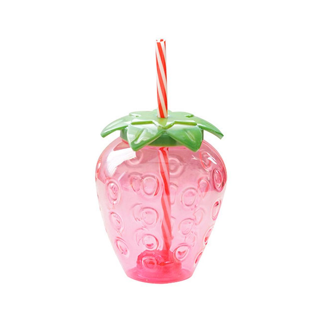 Strawberry Straw Cup Cute 500ml Large Capacity Plastic Water Cup for School Office Home