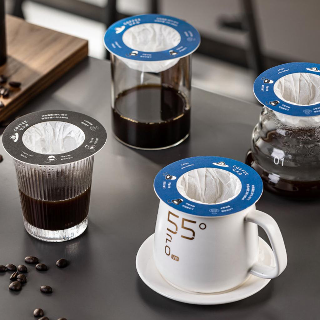 10pcs Single Use Hanging Ear Coffee Filters Flying Saucer Shaped Filter Paper Portable Coffee Brewing Accessories