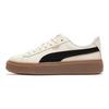 Puma Кеды на платформе, парусиновые, повседневные, увеличивающие рост, низкие, для скейтбординга, женские, бежевые, черные, 399251-01
