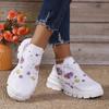Модные женские кроссовки на платформе с принтом, трикотажные дышащие белые кроссовки для бега, женские легкие нескользящие спортивные туфли для женщин
