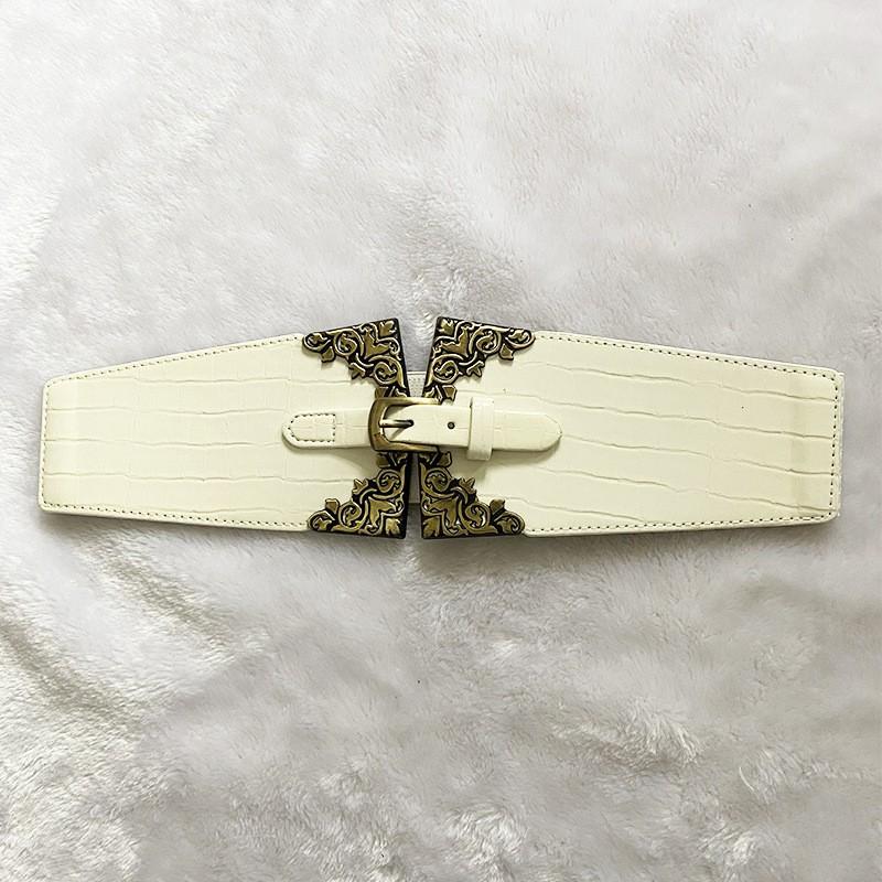 European and American Catwalk Needle Buckle Palace Style Peacock Pattern Women's Belt Elastic Ultra-wide Retro Waist Seal Elastic Belt