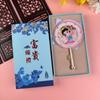 Round Handheld Makeup Mirror Cartoon Pocket Mirror Retro Metal Cosmetic Mirror  For Home