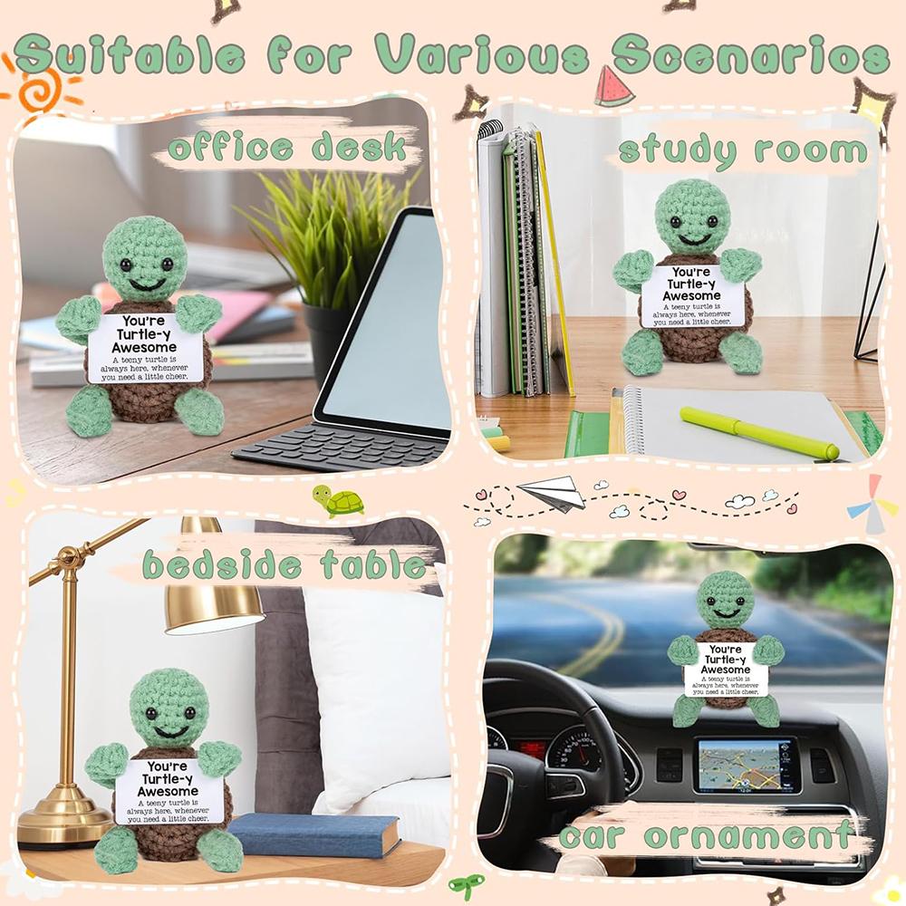 1pc Handmade Crochet Mini Funny Cute Turtle Doll for Women Men Birthday Presents