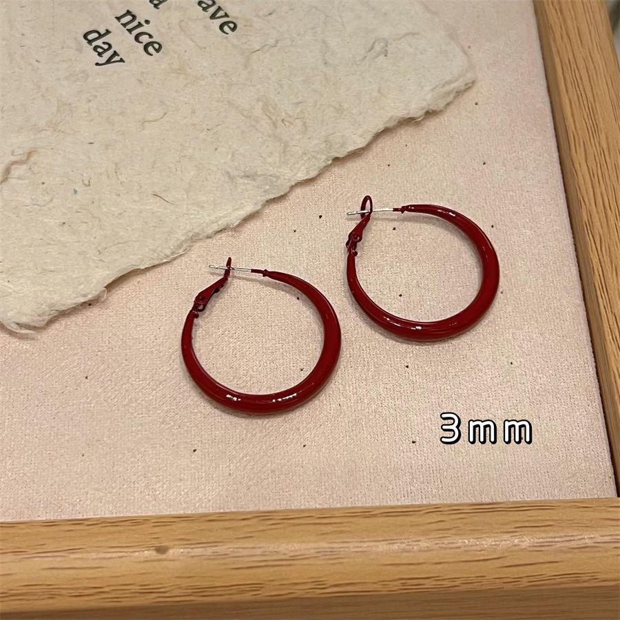 Красные большие круглые серьги-кольца для женщин, модные простые гиперболические геометрические круглые украшения, подарок Brincos